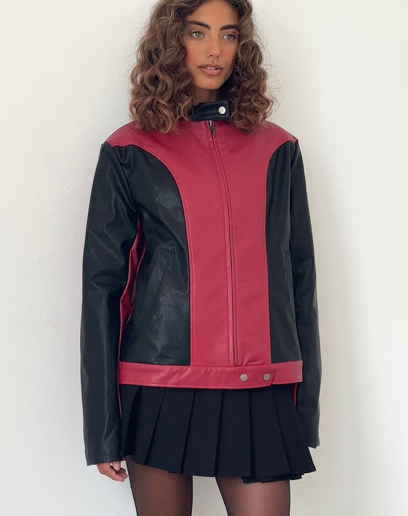 Women's Motel Rocks Marion Pu Biker Jacket Red Black | ALI4446MH