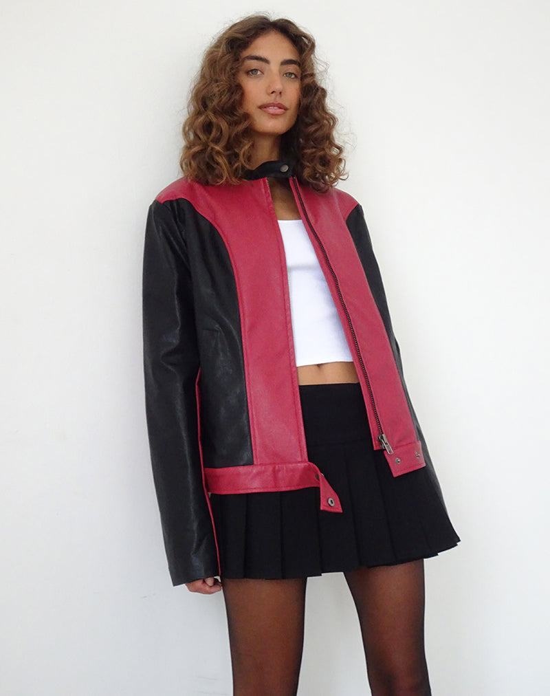 Women\'s Motel Rocks Marion Pu Biker Jacket Red Black | ALI4446MH