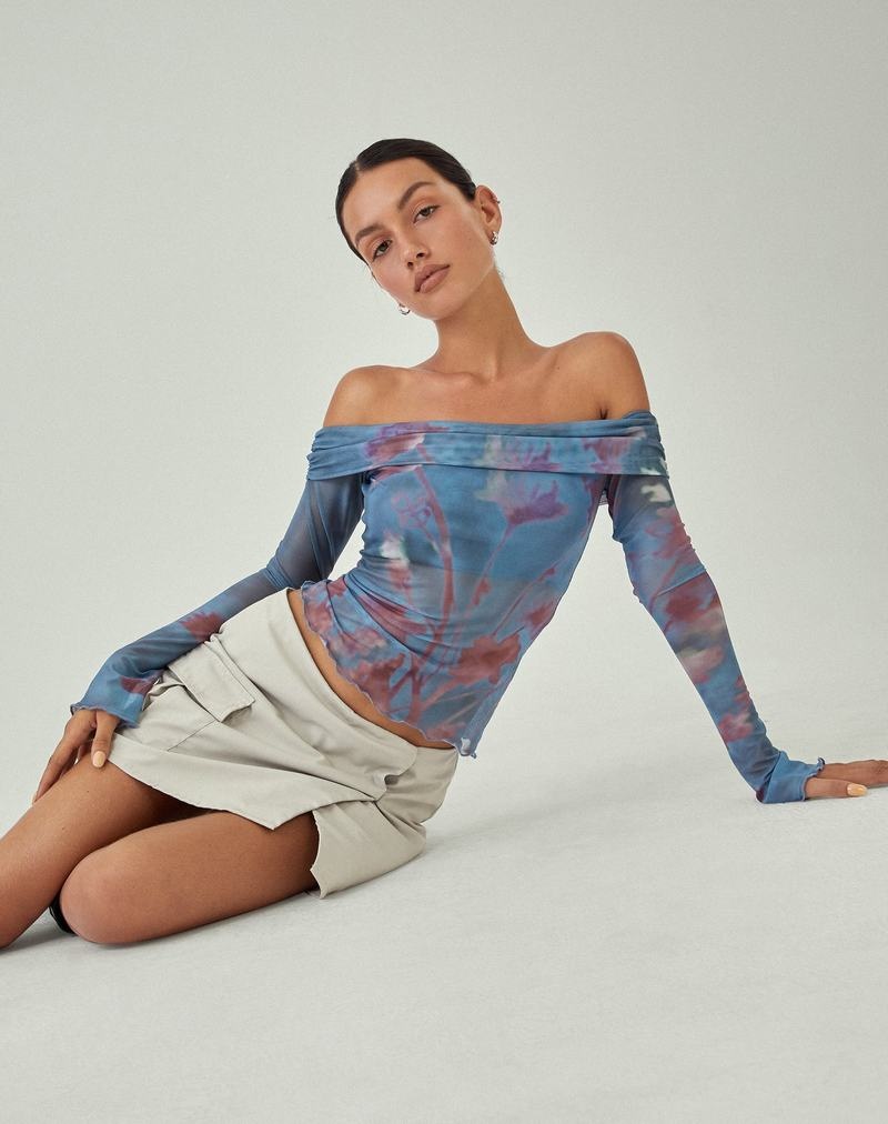 Women's Motel Rocks Motel X Jacquie Nagya Long Sleeve T Shirts Blue | DGO345BO