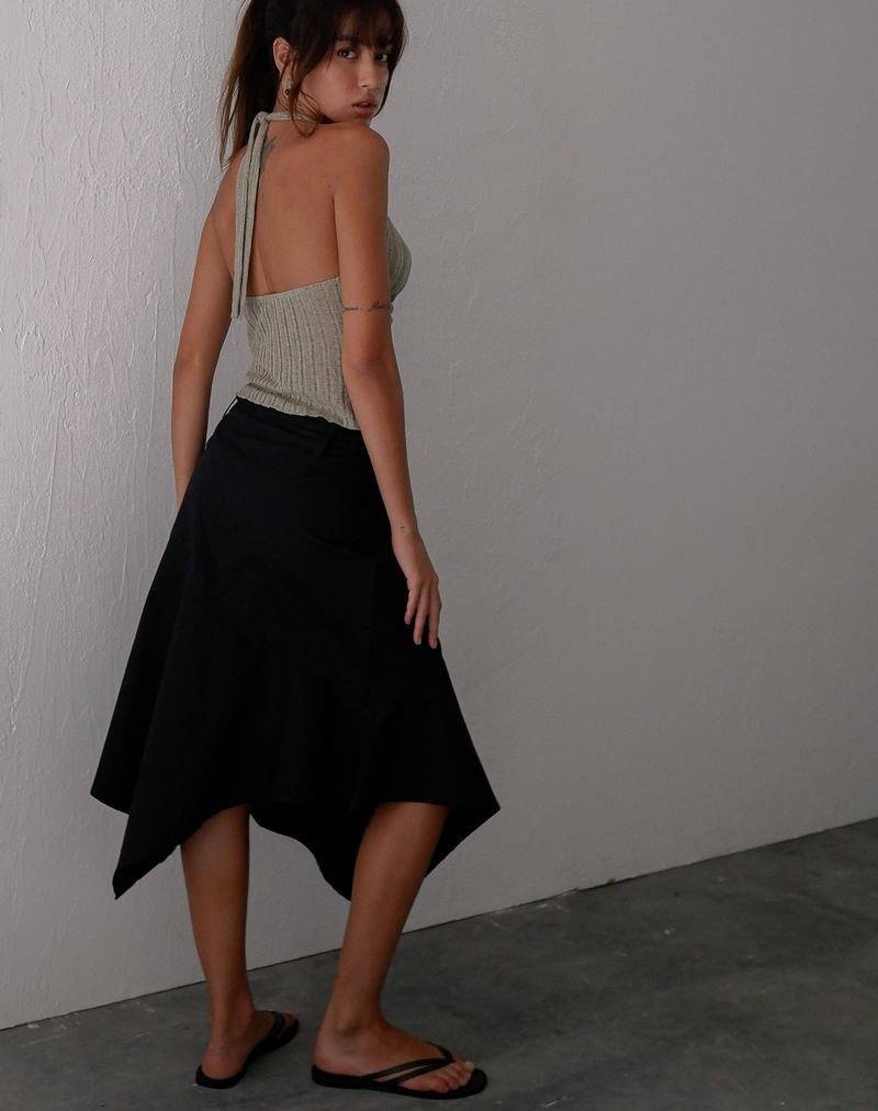 Women's Motel Rocks Nejusi Asymmetric Midi Skirts Black | JLC2892RV