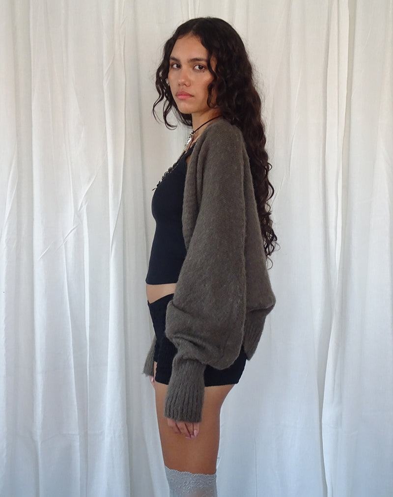 Women's Motel Rocks Pasha Brushed Knit Shrug Cardigan Brown | AZJ732UV