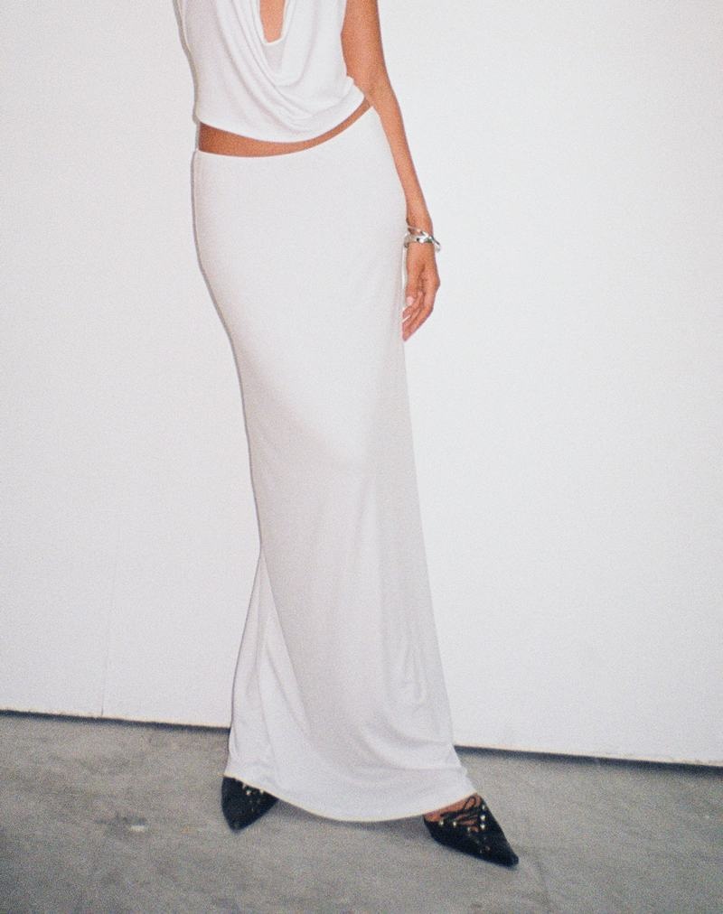 Women's Motel Rocks Rim Jersey Maxi Skirts White | VGD5854EB