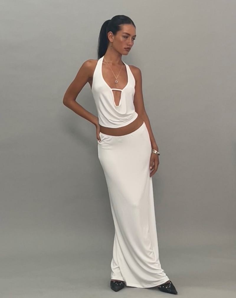 Women's Motel Rocks Rim Jersey Maxi Skirts White | VGD5854EB