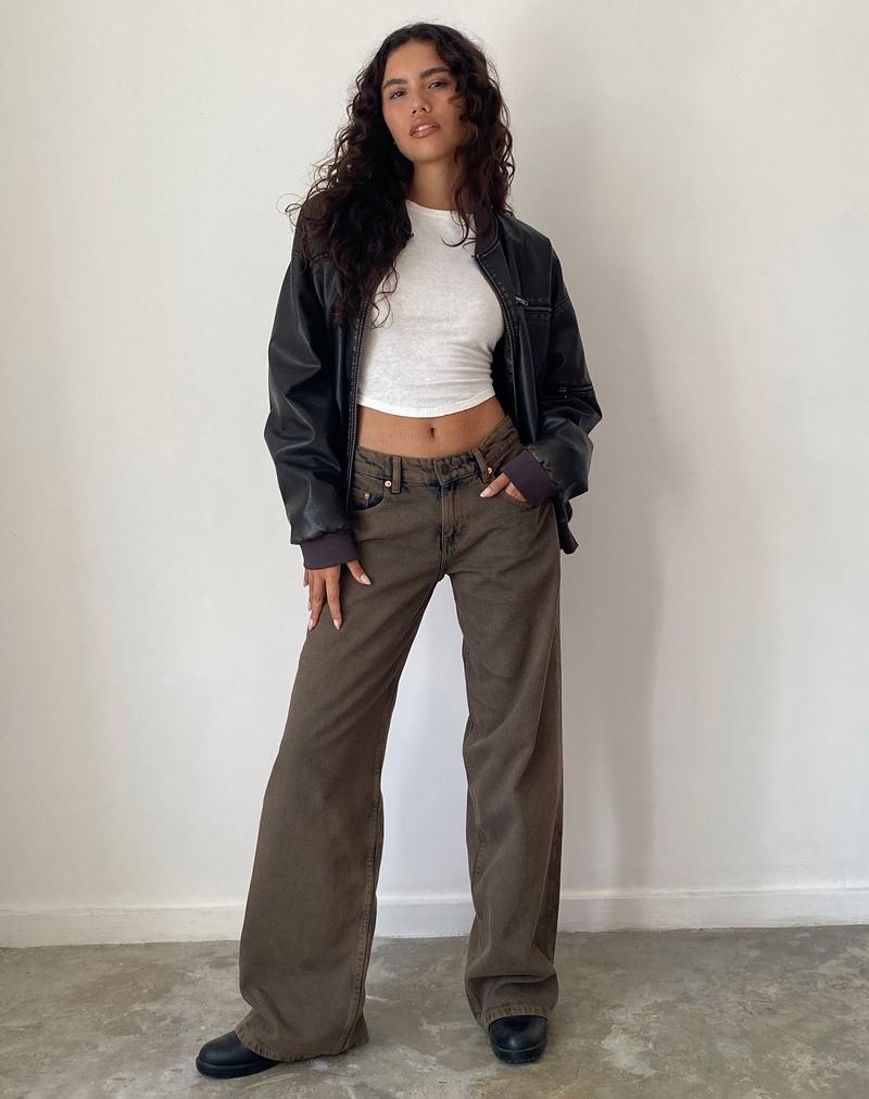 Women's Motel Rocks Roomy Extra Wide Low Rise Jeans Dark Brown | ZFZ804UI