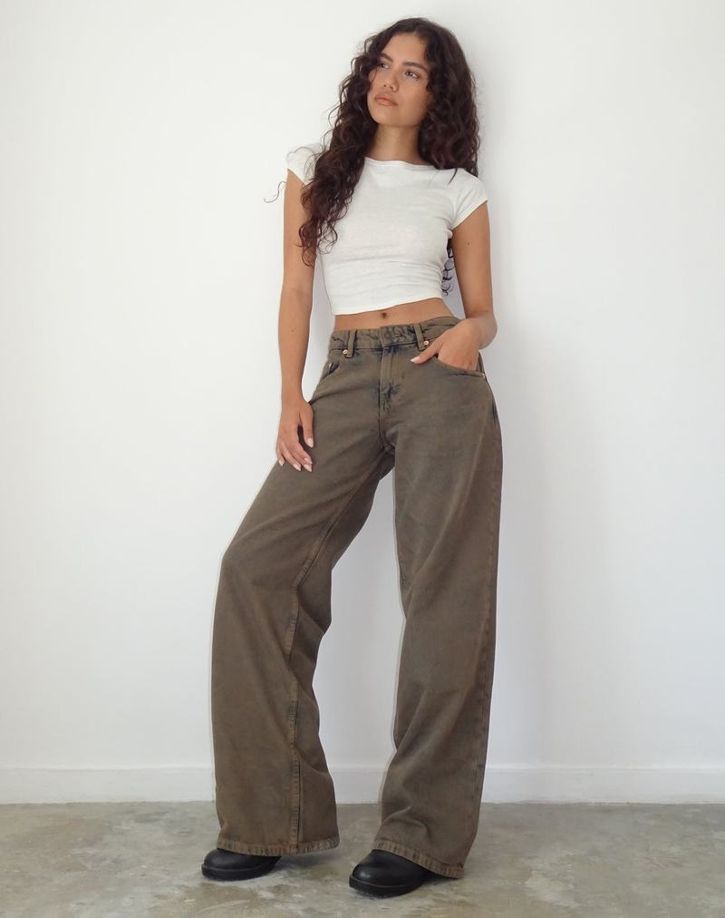 Women's Motel Rocks Roomy Extra Wide Low Rise Jeans Dark Brown | ZFZ804UI