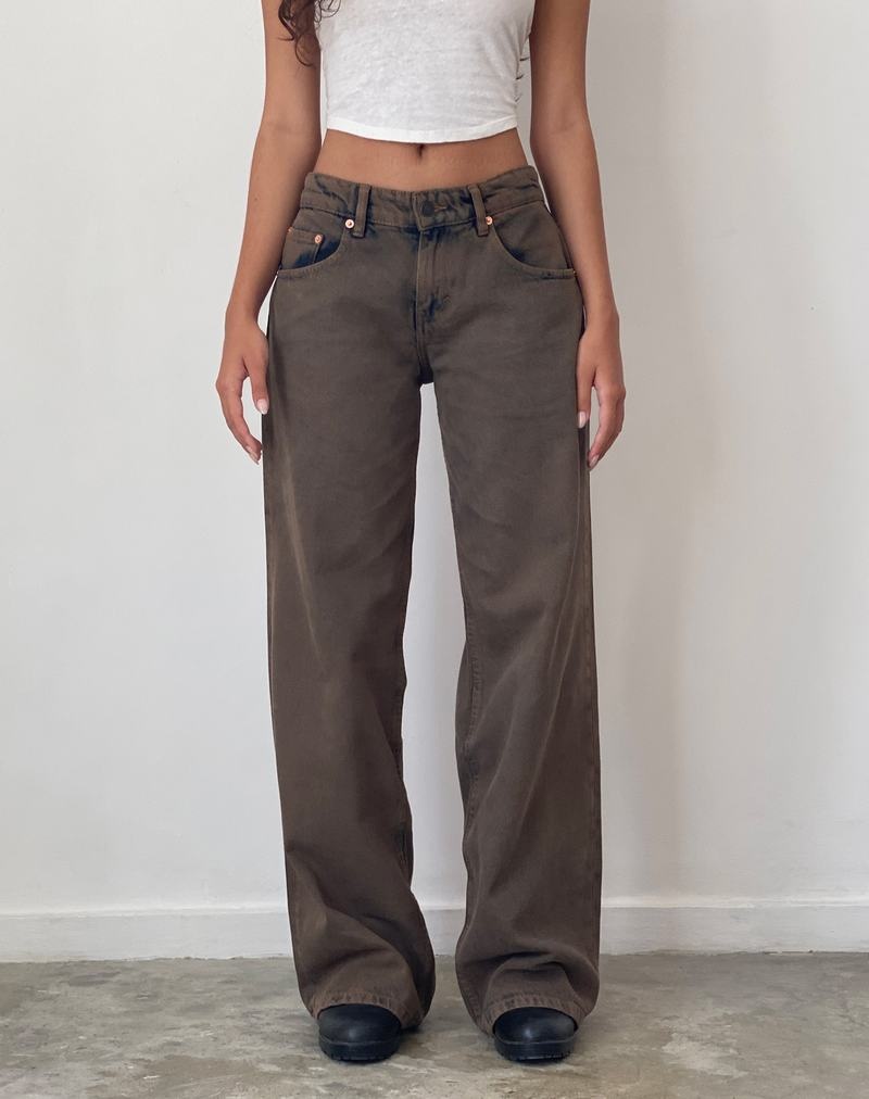 Women\'s Motel Rocks Roomy Extra Wide Low Rise Jeans Dark Brown | ZFZ804UI