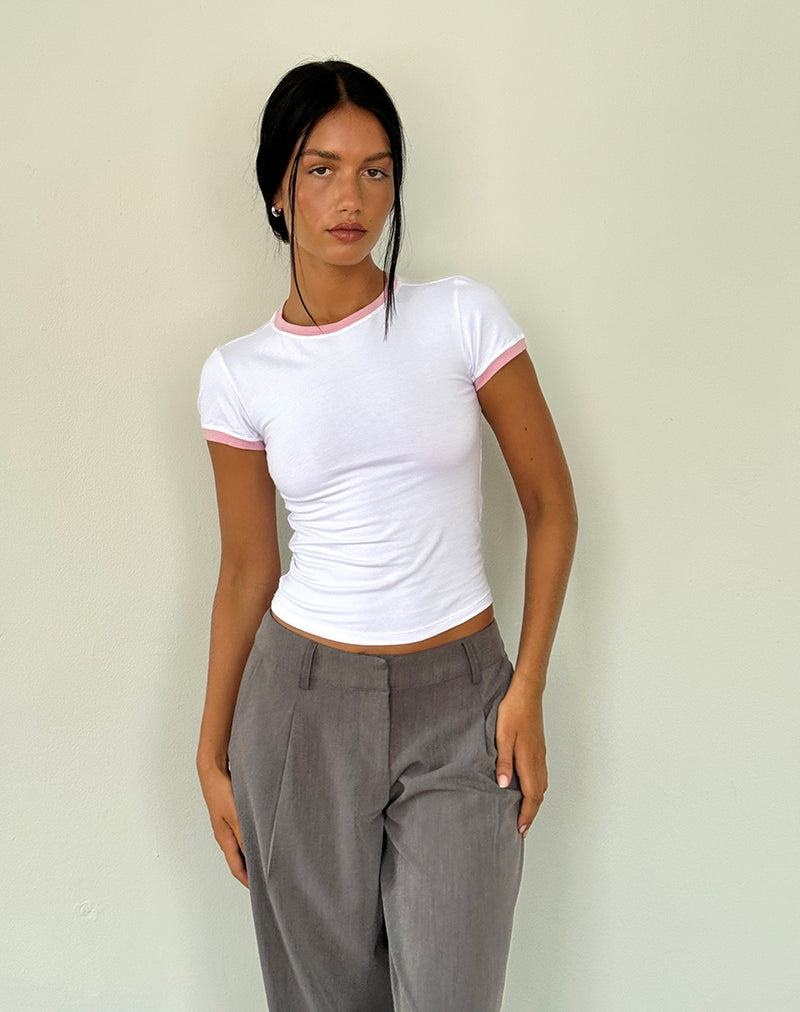 Women's Motel Rocks Salida Top T Shirts White Pink | LOA4053FW