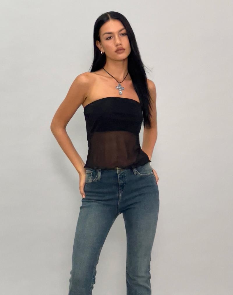 Women's Motel Rocks Saturi Mesh Longline Bandeau Black | DCV2034IU