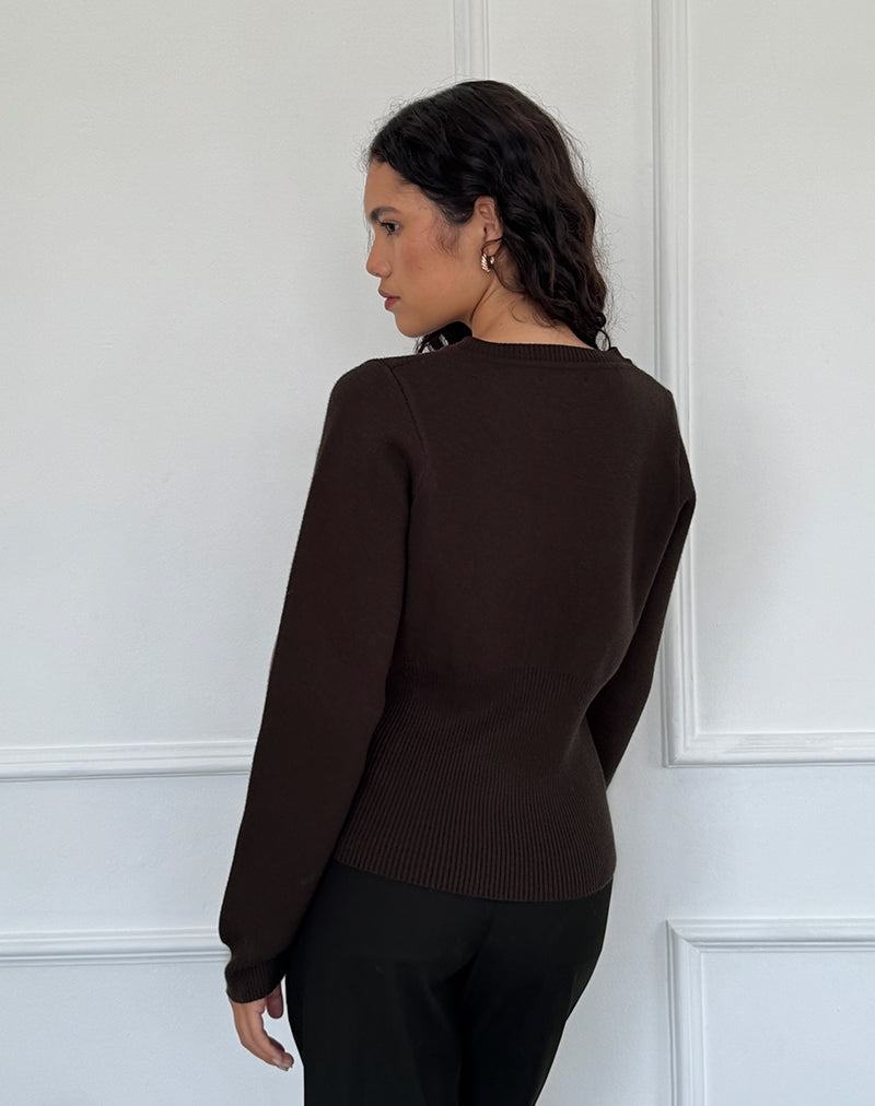 Women's Motel Rocks Subra Long Sleeve Ribbed Hem Cardigan Dark Brown | XFA2737GN