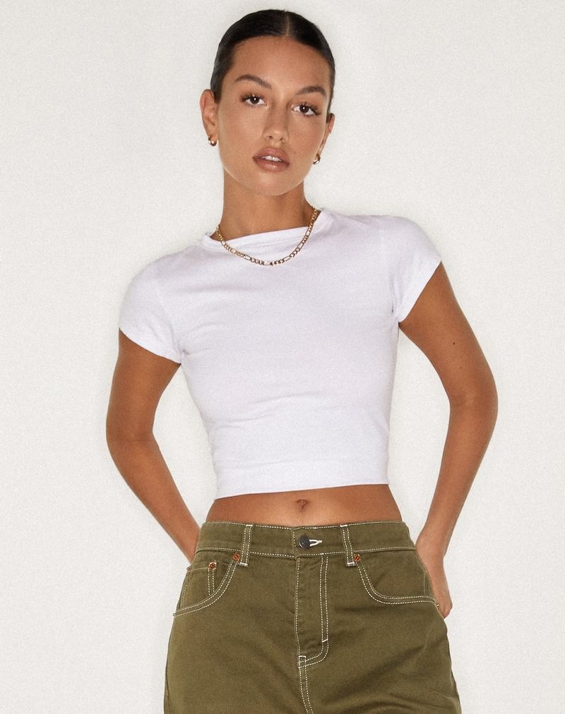 Women's Motel Rocks Surtie Cropped Tops White | VLU6720PQ