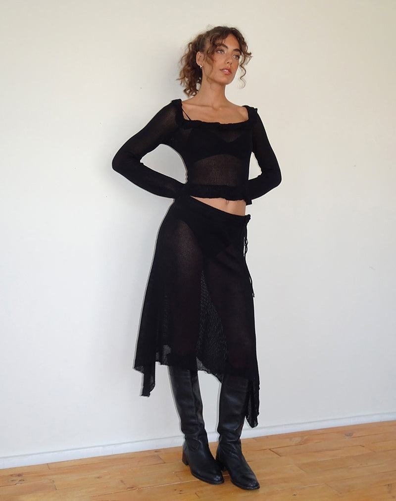 Women's Motel Rocks Tierra Fine Knit Midi Skirts Black | GVJ642JO