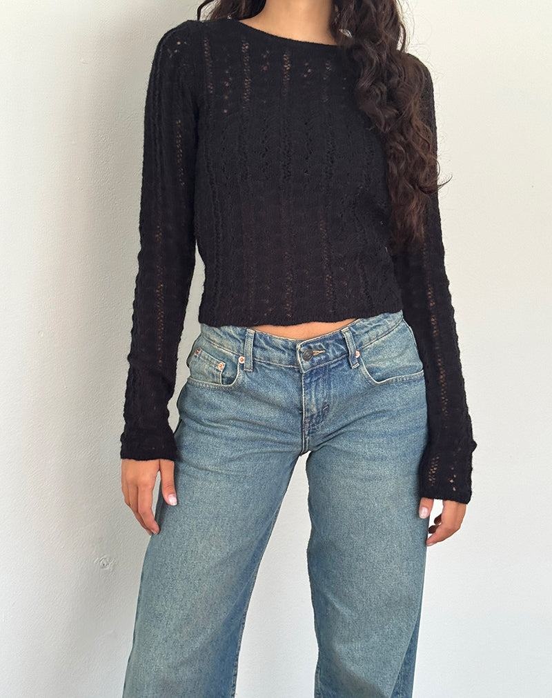 Women's Motel Rocks Venia Knitted Long Sleeve Blouse Black | NWQ690FK