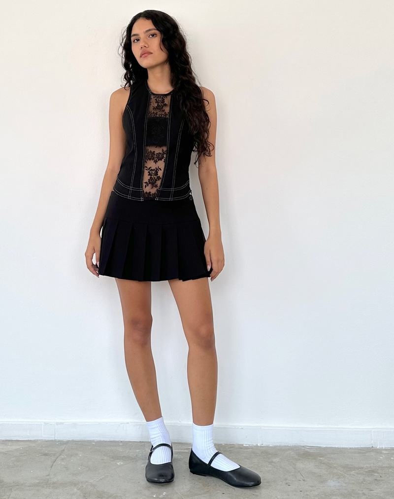 Women's Motel Rocks Verbena Lace Panel Vest Black | WAQ6433EG