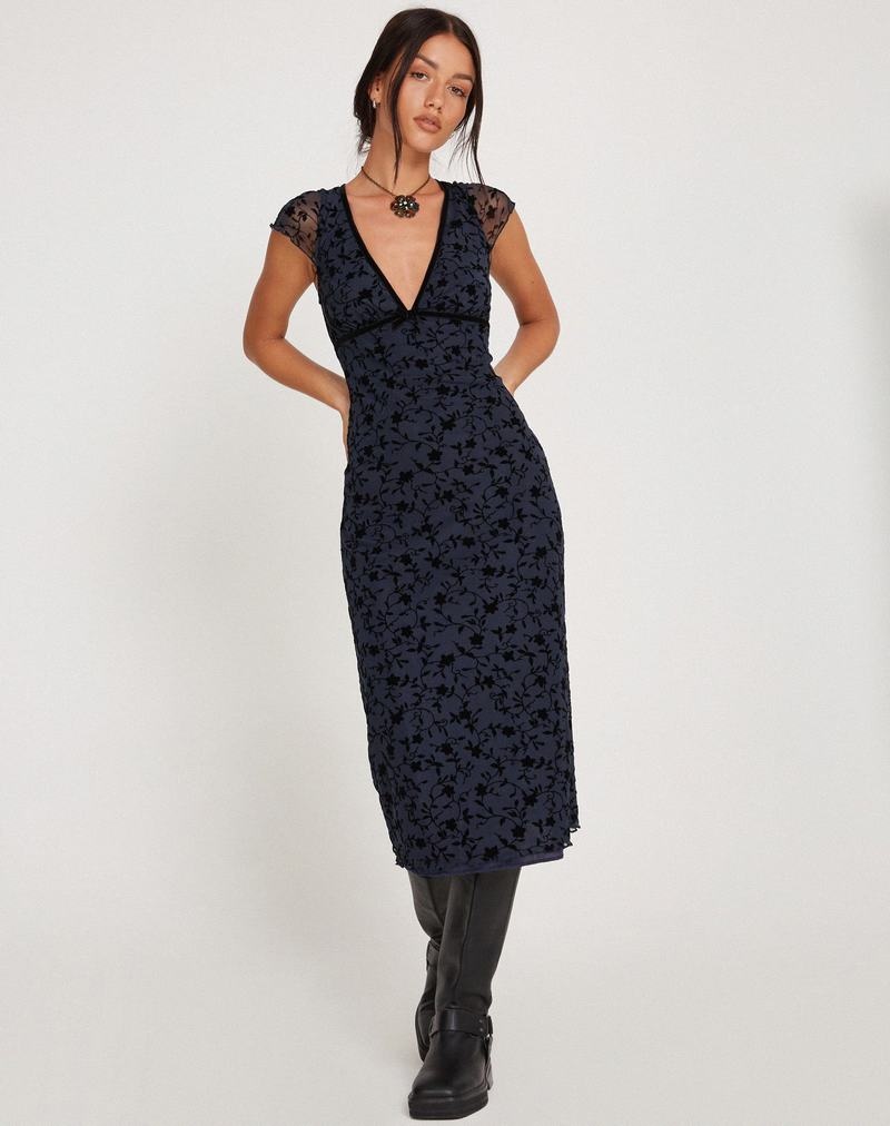 Women's Motel Rocks Vilinia Midi Midi Dress Black | DLM9530LC