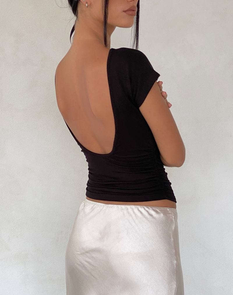 Women's Motel Rocks Xareni Ruched Backless T Shirts Black | XMD5398BM