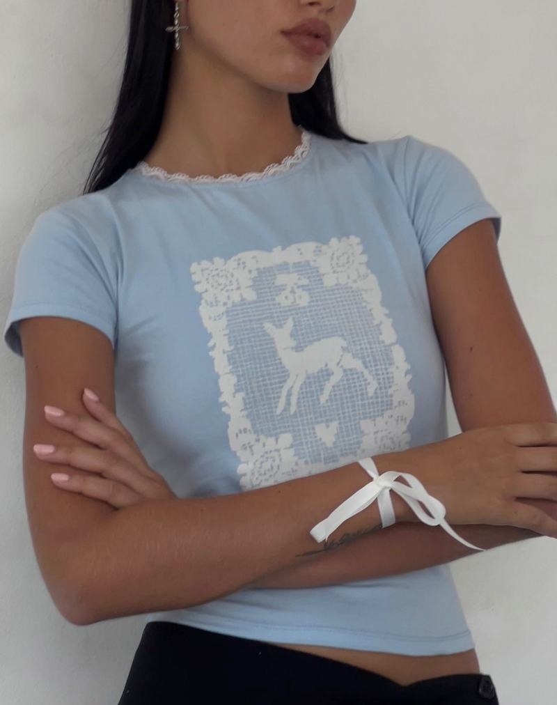Women's Motel Rocks Zagy Short Sleeve Tee T Shirts Blue | FBM8633HC